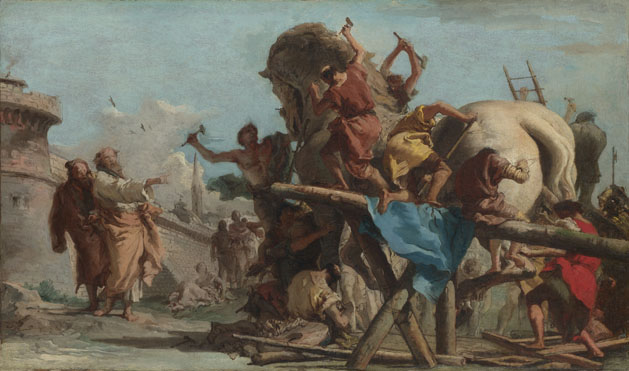 Giovanni Domenico Tiepolo Building of the Troyan Horse